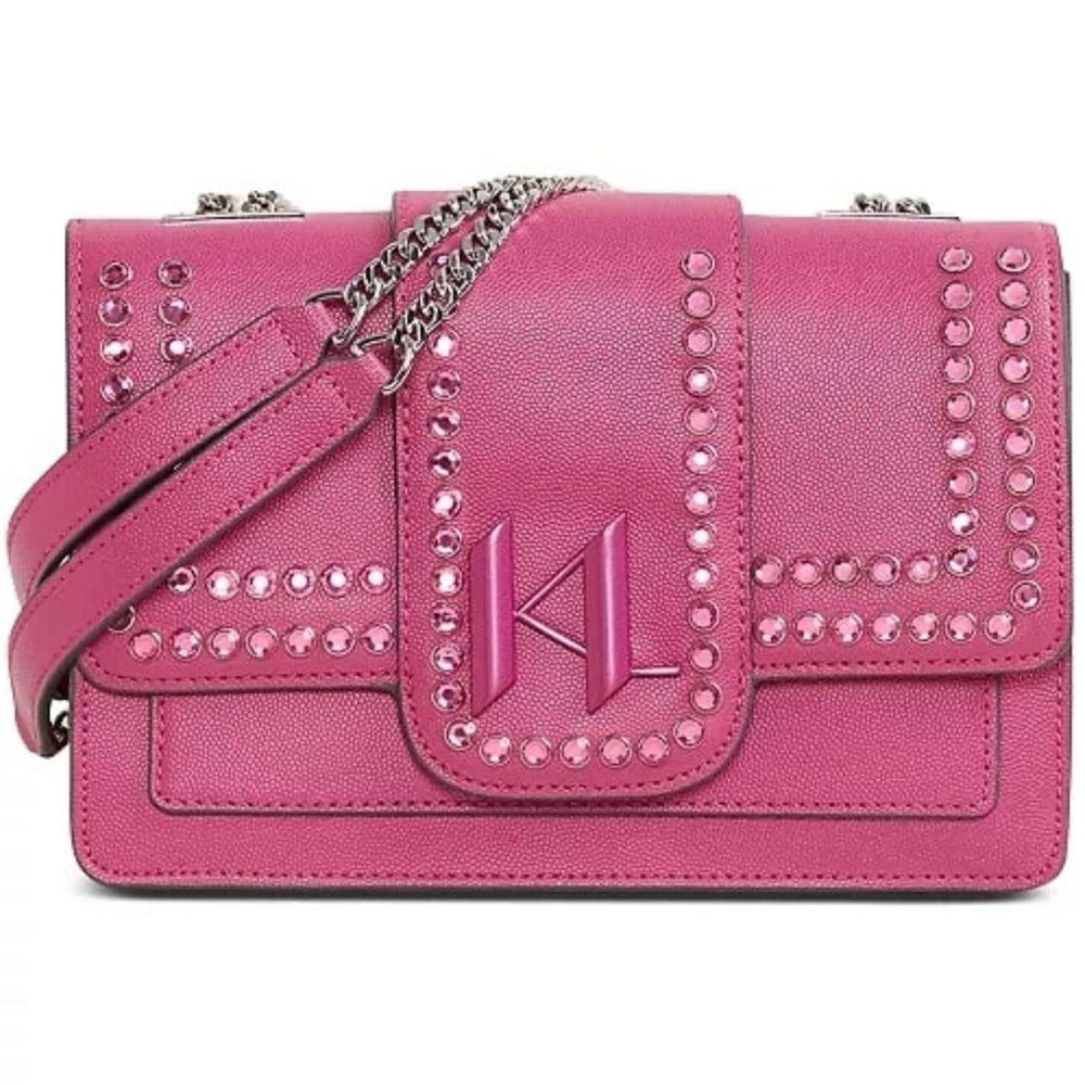 🩷NWT Valentines KARL LAGERFELD PARIS Corrine Embellished Leather Shoulder Bag